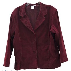 Susan Graver Brown Burgundy Corduroy Jacket